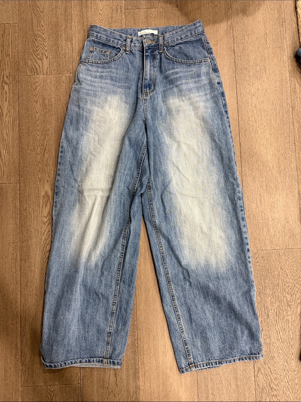 OAK + FORT Light Blue Washed Relaxed Straight Jeans